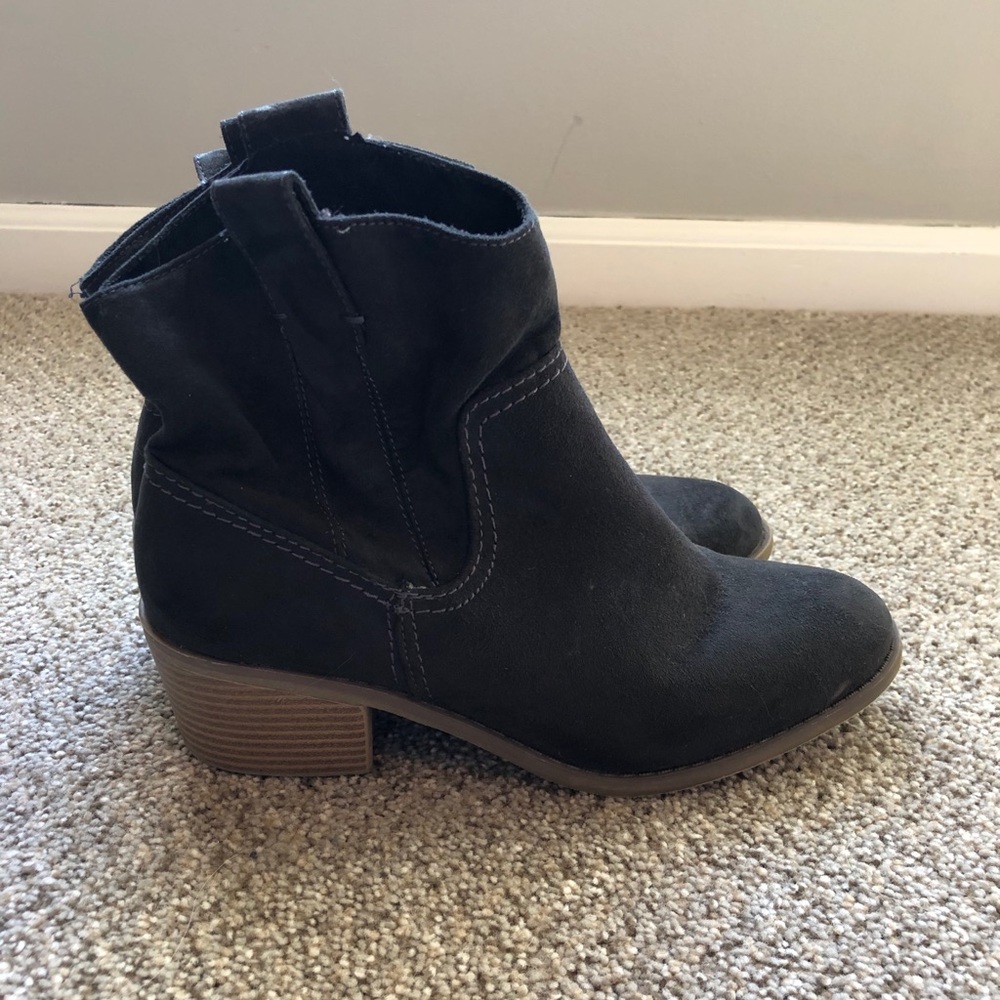Merona Black Suede Booties - Size 8